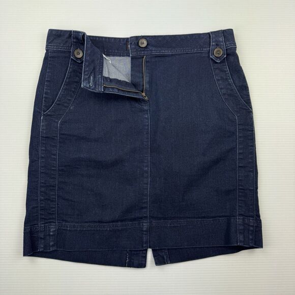 Dana Buchman Denim Mini Skirt Dark Wash Blue Pockets Women’s Size 12 - Picture 3 of 9